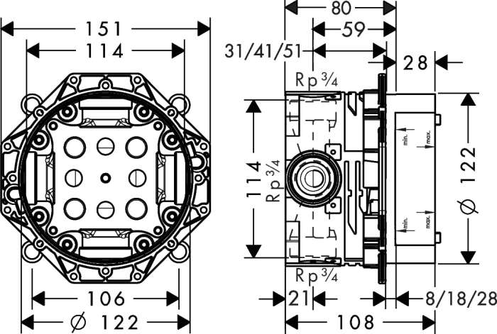 HANSGROHE IBOX UNIVERSAL 01800180 ELEMENT PODTYNKOWY