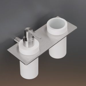 CEADESIGN MEN05S PÓŁKA NA DOZOWNIK DO MYDŁA I KUBEK 200X95, STAL NIERDZEWNA, SATYNA