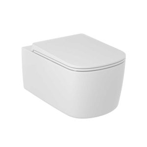 KLUDI RESA S 27WCSET53 MISKA WC BEZRANTOWA 55x36 , Z SYSTEMEM WIROWEGO SPŁUKIWANIA , Z DESKĄ SLIM , BIAŁY MAT