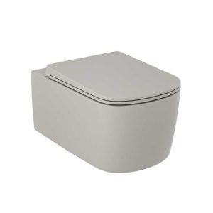 KLUDI RESA S 27WCSETO2 MISKA WC BEZRANTOWA 55x36 , Z SYSTEMEM WIROWEGO SPŁUKIWANIA , Z DESKĄ SLIM , JASNY SZARY MAT