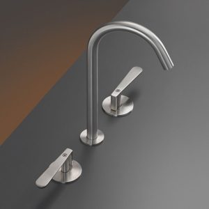 CEA DESIGN LUTEZIA LTZ11S BATERIA UMYWALKOWA 3-OTWOROWA , Z OBROTOWĄ WYLEWKĄ 235MM , STAL NIERDZEWNA SATYNA