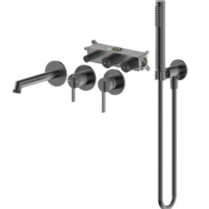 EMPORIA ORI 08032BN BATERIA WANNOWA PODTYNKOWA , 4-OTWOROWA Z BOXEM I ZESTAWEM PRYSZNICOWYM , GUN METAL