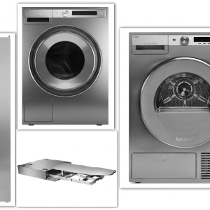 OUTLET: ZESTAW ASKO PRALKA W6098X.S/3 + SUSZARKA T608HX.S + ŁĄCZNIK DESKA HI1153S + SZAFA SUSZĄCA  DC7784V.S